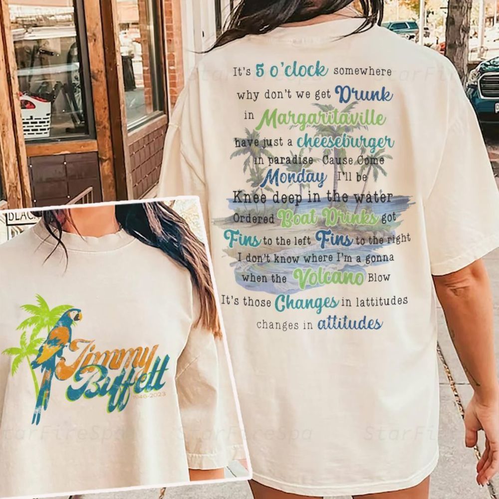 Jimmy Buffett With Lyrics Shirt 2 Sided T Shirts